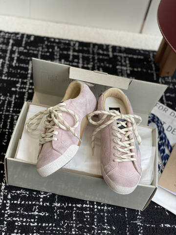 Golden Goose Super Star Light Pink White Beige Silver Skate Shoe (BS-87423)