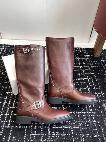Golden Goose Buckle Knee High Boot Dark Brown Black Silver (BS-87426)