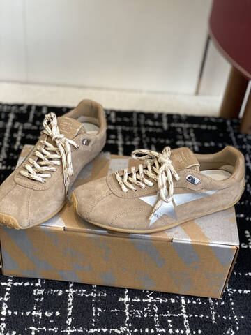 Golden Goose Running Marathon Tan Silver Beige Gum Sneaker (BS-87433)