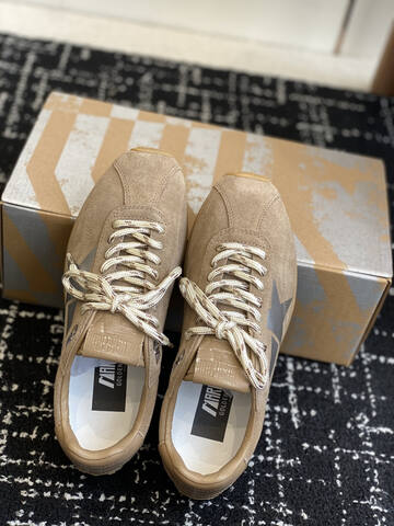 Golden Goose Running Marathon Tan Silver Beige Gum Sneaker (BS-87433)