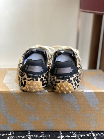 Golden Goose Running Marathon Leopard Print Black Beige Gum Sneaker (BS-87431)