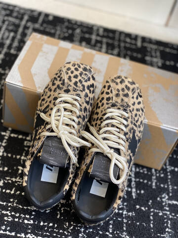 Golden Goose Running Marathon Leopard Print Black Beige Gum Sneaker (BS-87431)