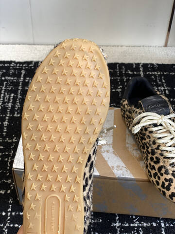 Golden Goose Running Marathon Leopard Print Black Beige Gum Sneaker (BS-87431)