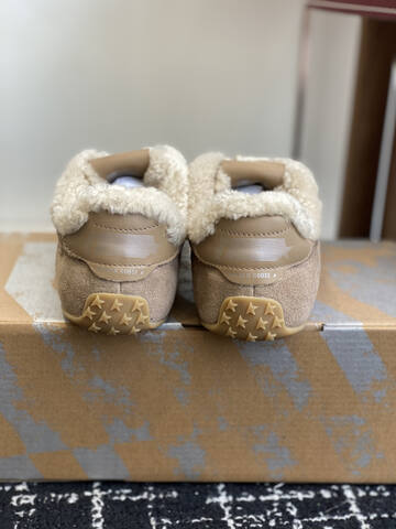 Golden Goose Marathon Shearling Lined Taupe Silver Cream Beige Sneaker (BS-87430)