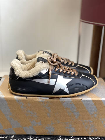 Golden Goose 25ss Shearling Lined Star Sneaker Black Silver Beige Bronze Gum (BS-87429)