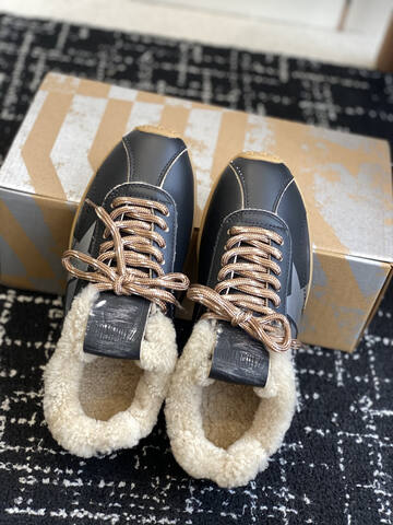 Golden Goose 25ss Shearling Lined Star Sneaker Black Silver Beige Bronze Gum (BS-87429)