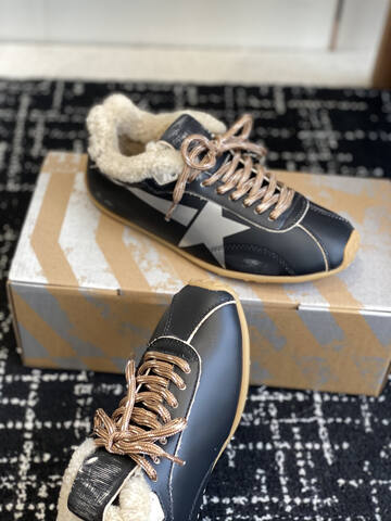 Golden Goose 25ss Shearling Lined Star Sneaker Black Silver Beige Bronze Gum (BS-87429)