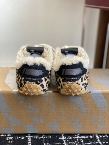 Golden Goose Running Marathon Shearling Lined Leopard Print Black Beige Cream Gum Sneaker (BS-87428)