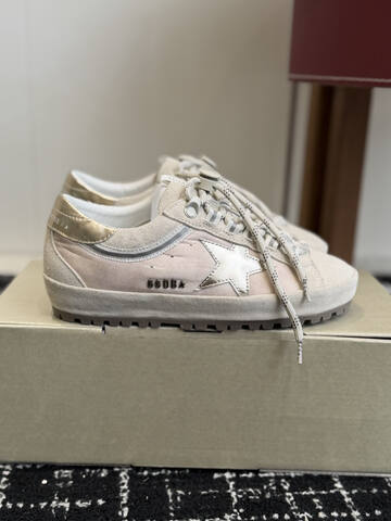 Golden Goose GGDB Golden Goose Light Beige Silver Gold Brown Sneaker (BS-87435)