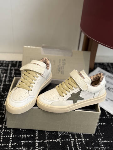 Golden Goose Strap Court Off White Olive Beige Pink Brown Skate Shoe (BS-87434)