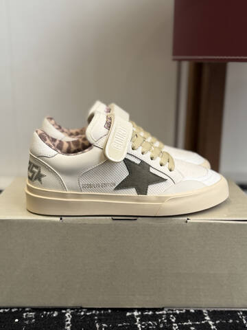 Golden Goose Strap Court Off White Olive Beige Pink Brown Skate Shoe (BS-87434)