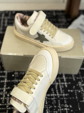 Golden Goose Strap Court Off White Olive Beige Pink Brown Skate Shoe (BS-87434)