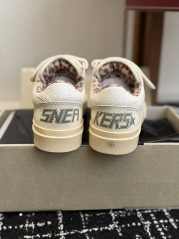 Golden Goose Strap Court Off White Olive Beige Pink Brown Skate Shoe (BS-87434)