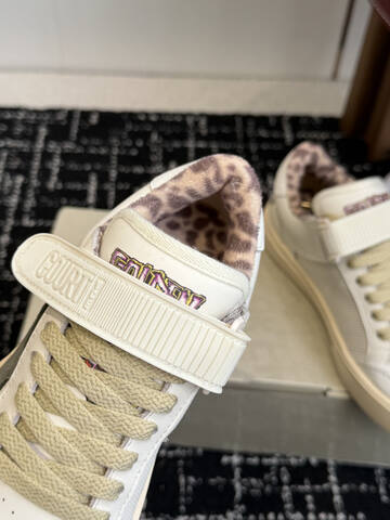 Golden Goose Strap Court Off White Olive Beige Pink Brown Skate Shoe (BS-87434)