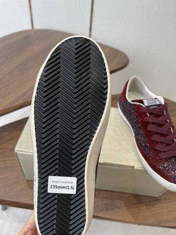 Golden Goose Super-Star Dream Makers Burgundy Glitter White Black Skate Shoe (BS-87442)