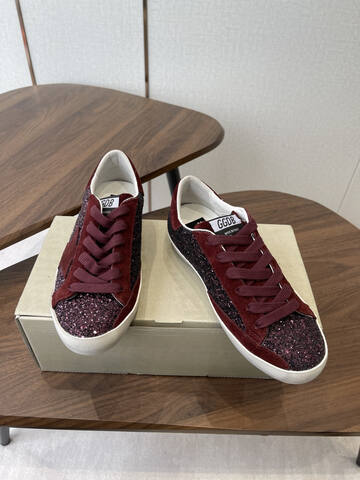 Golden Goose Super-Star Dream Makers Burgundy Glitter White Black Skate Shoe (BS-87442)