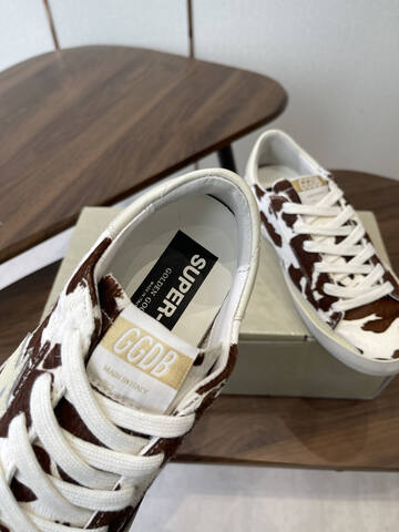 Golden Goose Super Star White Brown Cream Skate Shoe (BS-87441)