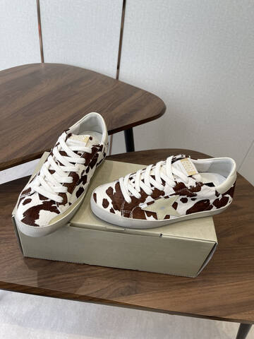 Golden Goose Super Star White Brown Cream Skate Shoe (BS-87441)