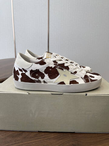 Golden Goose Super Star White Brown Cream Skate Shoe (BS-87441)