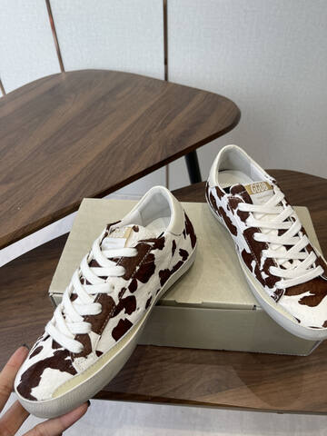 Golden Goose Super Star White Brown Cream Skate Shoe (BS-87441)