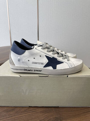 Golden Goose Superstar White Navy Blue Grey Skate Shoe (BS-87440)