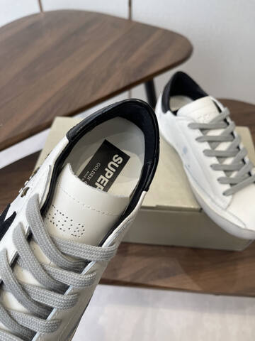 Golden Goose Super-Star White Black Grey Skate Shoe (BS-87439)
