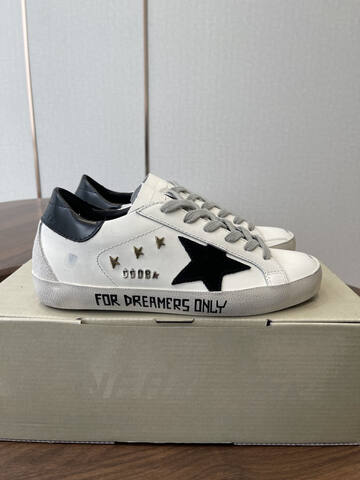 Golden Goose Super-Star White Black Grey Skate Shoe (BS-87439)