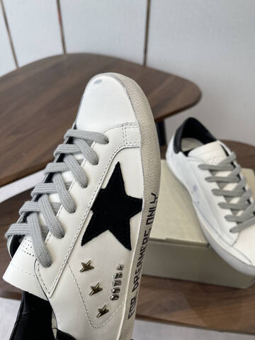 Golden Goose Super-Star White Black Grey Skate Shoe (BS-87439)