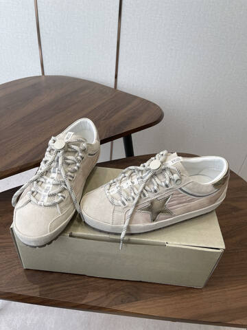 Golden Goose GGDB Golden Goose 25ss Light Beige Silver White Skate Shoe (BS-87445)