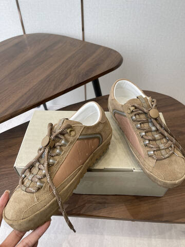 Golden Goose Super Star Tan Light Brown White Silver Skate Shoe (BS-87444)