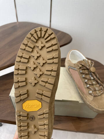 Golden Goose Super Star Tan Light Brown White Silver Skate Shoe (BS-87444)