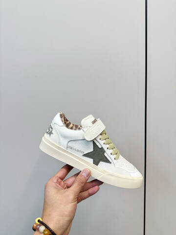 Golden Goose New Lightstar White Olive Green Cream Beige Brown Skate Shoe (BS-87393)