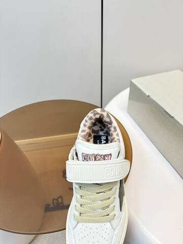Golden Goose New Lightstar White Olive Green Cream Beige Brown Skate Shoe (BS-87393)