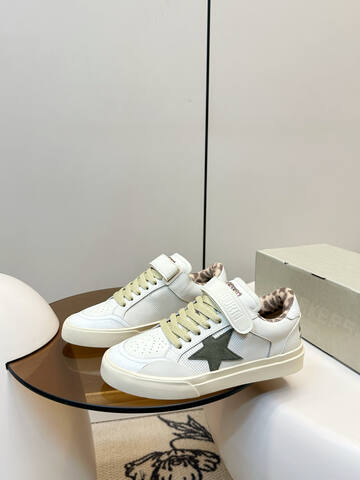 Golden Goose New Lightstar White Olive Green Cream Beige Brown Skate Shoe (BS-87393)
