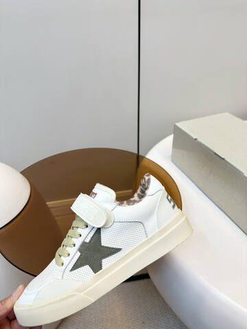 Golden Goose New Lightstar White Olive Green Cream Beige Brown Skate Shoe (BS-87393)