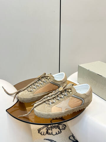 Golden Goose Super Star Khaki Beige Silver White Sneaker (BS-87394)