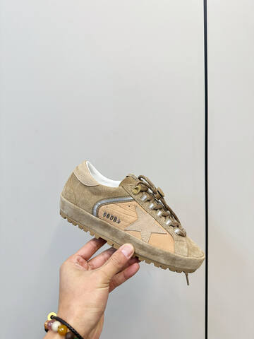 Golden Goose Super Star Khaki Beige Silver White Sneaker (BS-87394)