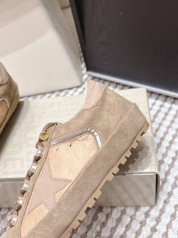 Golden Goose Super Star Khaki Beige White Silver Sneaker (BS-87438)