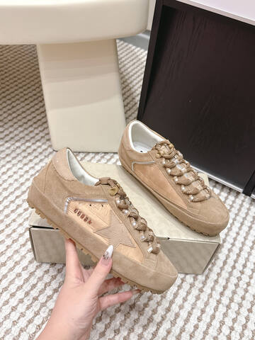 Golden Goose Super Star Khaki Beige White Silver Sneaker (BS-87438)