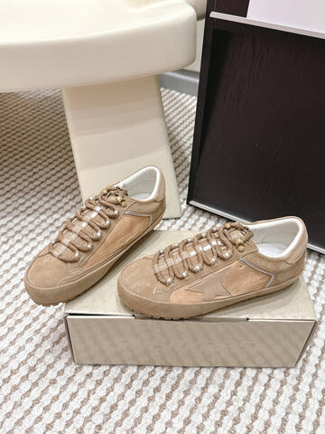 Golden Goose Super Star Khaki Beige White Silver Sneaker (BS-87438)