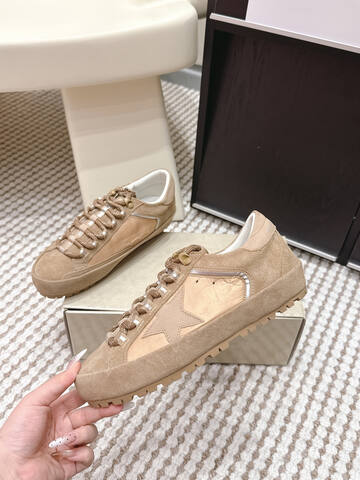 Golden Goose Super Star Khaki Beige White Silver Sneaker (BS-87438)