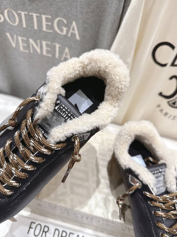 Golden Goose GGDB High Version Leaves The Factory Maoli Black White Silver Brown Sneaker (BS-87495)