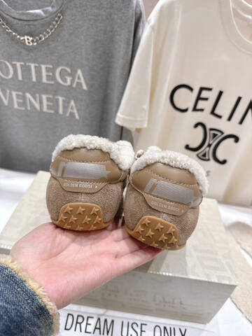Golden Goose Marathon Shearling Lined Tan Silver Off White Gum Brown Sneaker (BS-87493)