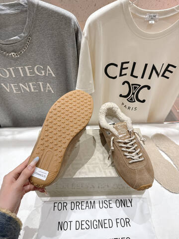 Golden Goose Marathon Shearling Lined Tan Silver Off White Gum Brown Sneaker (BS-87493)