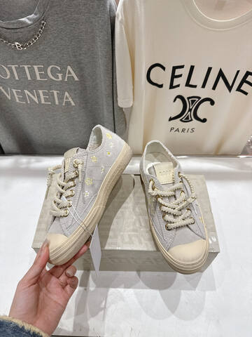 Golden Goose V Star Light Gray Cream Yellow White Skate Shoe (BS-87496)