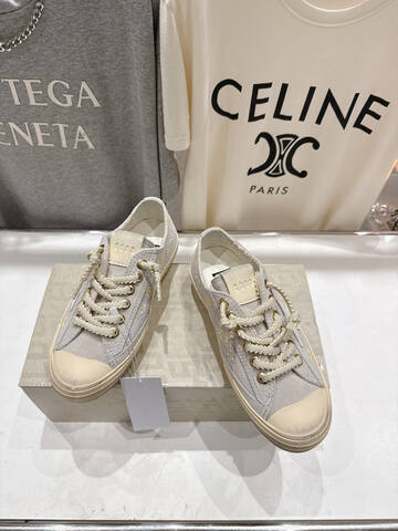 Golden Goose V Star Light Gray Cream Yellow White Skate Shoe (BS-87496)