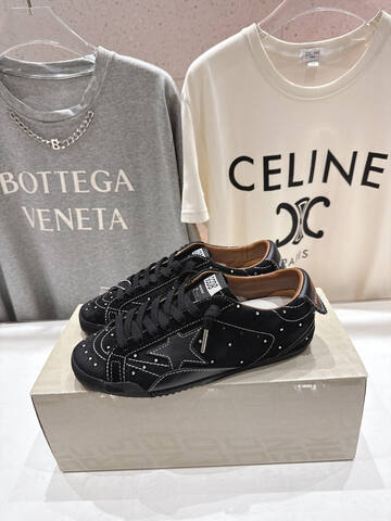 Golden Goose Super Star Black Silver Brown White Skate Shoe (BS-87462)