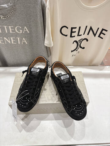 Golden Goose Super Star Black Silver Brown White Skate Shoe (BS-87462)