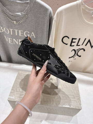Golden Goose Super Star Black Silver Brown White Skate Shoe (BS-87462)