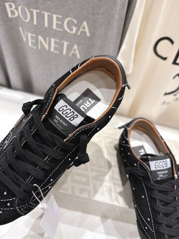 Golden Goose Super Star Black Silver Brown White Skate Shoe (BS-87462)